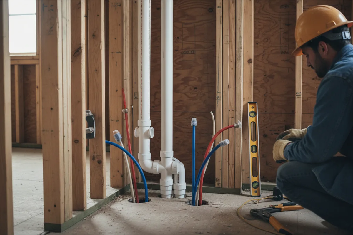 Drain and supply rough-in during Leak Detection in Mulvane